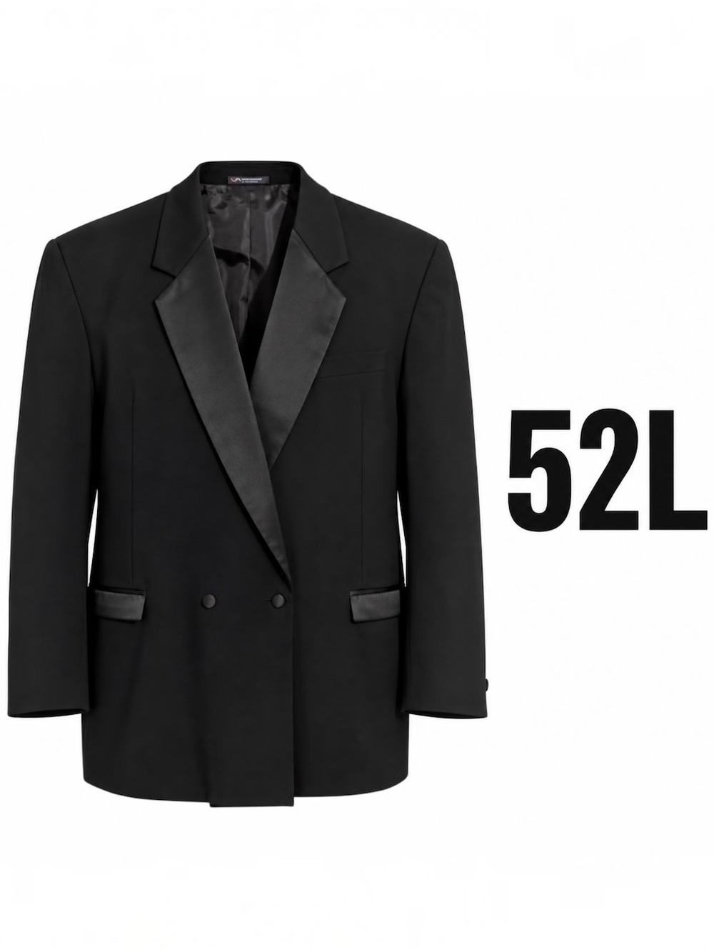 Vintage Raffinati Black Tuxedo Jacket 52L Made in USA Satin Lapel